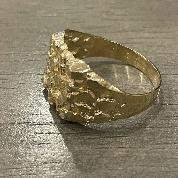 Brand New Mens 10K Real Gold Square Nugget Ring - Picture 3 of 9